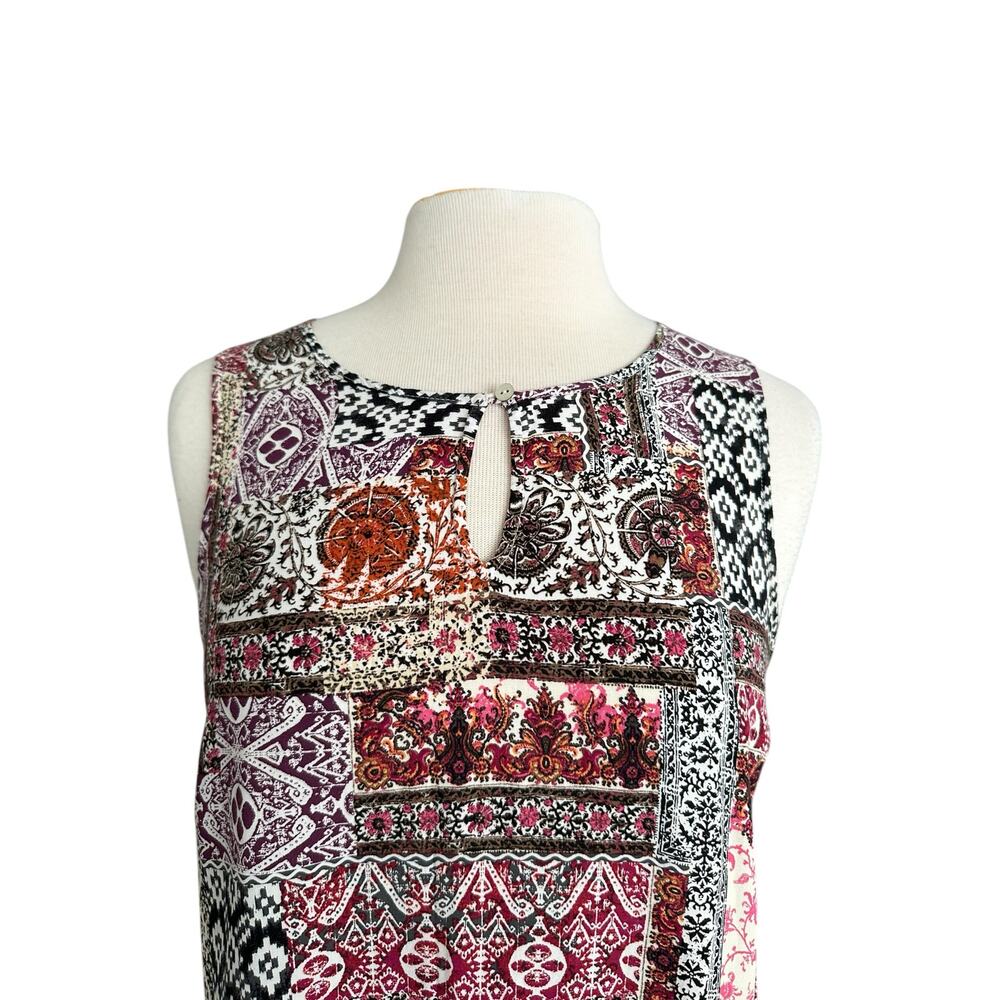 NEW J Jill Knee Length Sleeveless Tank Shift Geo Patch Dress Pockets Size Small - Picture 2 of 5